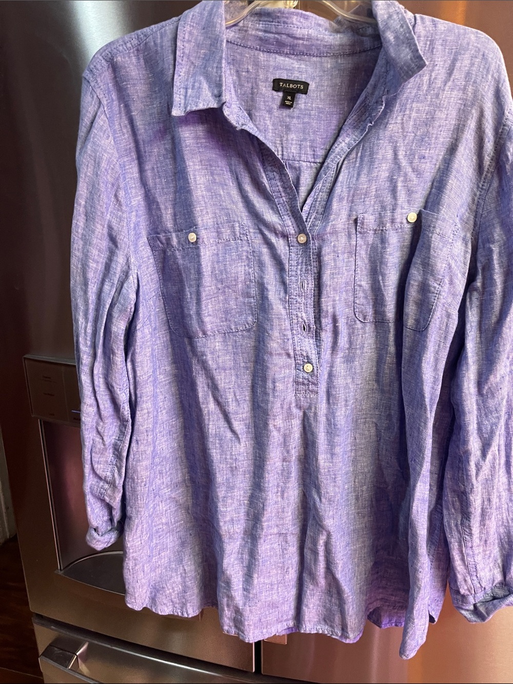 Talbots Blue Chambray Button-Front Casual Women’s Shirt